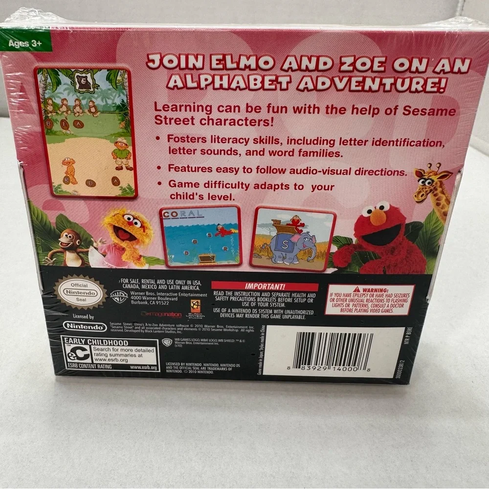 Sesame Street: Elmo's A-to-Zoo Adventure The Videogame Nintendo DS Game 2010 New